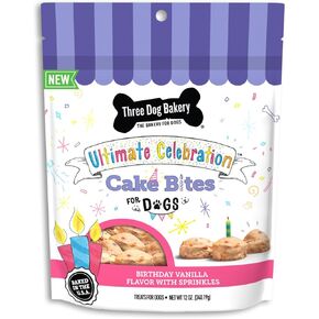 Three Dog Bakery Ultimate Celebration Cake Bites, Soft-Baked Dog Treats and Cookies with Real Ingredients, 12 oz