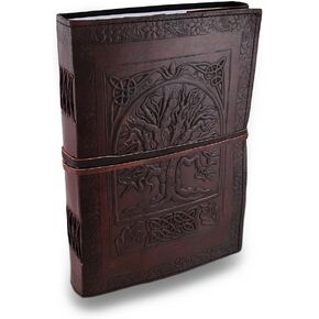 Tree of Life Leather Journal Notebook (180 Pages)- Genuine Leather Antique Vintage Refillable Journals for Men & Women - 7 x 10 Inch Unlined Paper Handmade Travel Writing Dairy, Sketchbook for Drawing