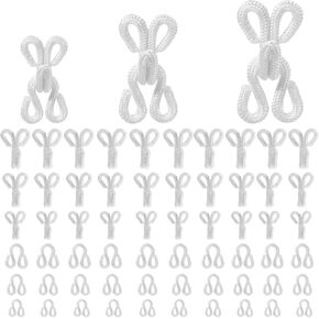 60 Pcs Hook and Eye Sewing, Sewing Hook, Snaps Kit, Fabric Fur Hooks Fasteners Press Closures Covered for Crafts DIY Clothing Bra Thick Leather Deep Pile Fabrics Fur Coats Wraps and Jackets White