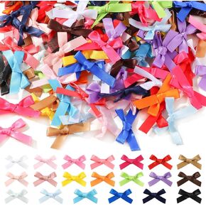 yoyokid 200PCS 1.77" Mini Satin Ribbon Bows DIY Crafts for Sewing Appliques Crafts Decoration Hair Accessories Wedding Gift Box Ornament Scrapbooking, 20Colors