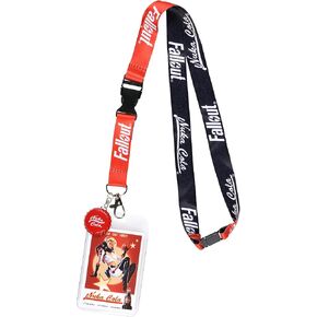 Fallout Lanyard Nuka Cola Zap That Thirst Clear ID Badge Holder Keychain with Bottle Cap Charm