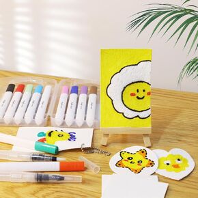 Magic swollen painting, swollen popcorn texture set, 3D drawing magic canvas sponge DIY bubble painting pen art supplies (10 pieces - A)