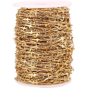 1 Meters Stainless Steel Link Chain for Anklet Necklaces Bracelet Jewelry Making Supplies for Cross Handmade Link, Gold