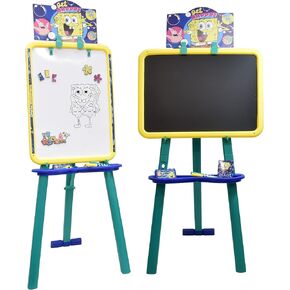 Spongebob Kids Art Easel, Standing Magnetic Whiteboard and Chalkboard, Drawing Accessories
