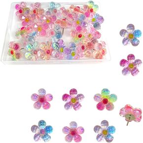 30 Flower Shaped thumbtacks are Cute Decorative thumbtacks Used for Soft Wood Boards, Bulletin Boards, Photo Walls, maps, Office organizations, or Household Colored thumbtacks