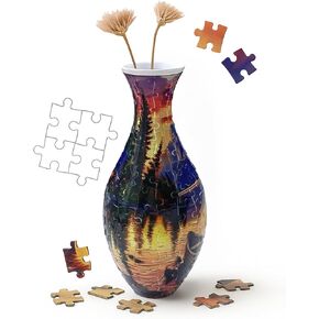 3D Puzzle Vase Unique Flower Vase for Adults Made by 120 Curved Plastic Puzzle Pieces, Vases for Flower Home Creative Gift for Parents & Housewarming