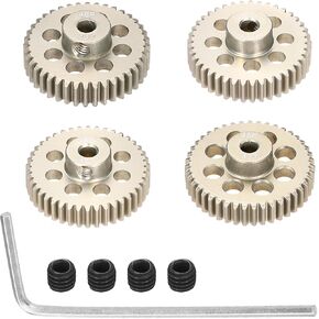 4Pcs 48P Pinion Gear Set 40T 41T 42T 43T for 3.175 mm Shaft Aluminium Alloy Pinion Gear with Screws and Hexagonal Wrench for RC Motor