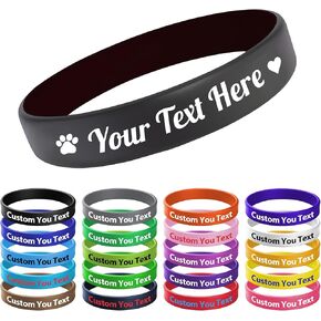 5-5000 Pcs Custom Rubber Bracelets Bulk,Personalized Silicone Wristbands Customized Text/Logo/Clipart for Events,Motivation,Fundraisers,Support,Gifts,Awareness