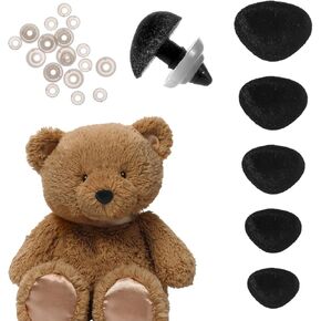 50Pcs Safety Noses for Crochet, 5 Sizes Flocking Safety Noses for Amigurumi with Washers Stuffed Animals Crochet Noses Craft Doll Noses for Teddy Bear, Puppet Plush Toy Accessor