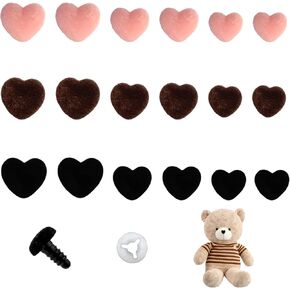 45 Pcs Craft Noses for Amigurumi, 3 Sizes Flocking Safety Noses, Flocking Noses Stuffed with Washers for Plush Animal Teddy Bear Craft Doll Accessories(3 Color)