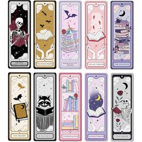 TwoDays Cute Tarot Bookmarks for Book Lovers - Dark Romance Fantasy Merch for Reading Women, Booktok Accessories Gifts for Bookish (Set of 10, 6'' X 2'')
