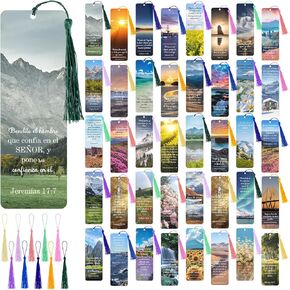 120 Pack Separadores De Biblia En Español La Biblia En Español Spanish Christian Verses Bookmarks Books with Tassels Inspirational Church Supplies for Women Student School Church Study Group