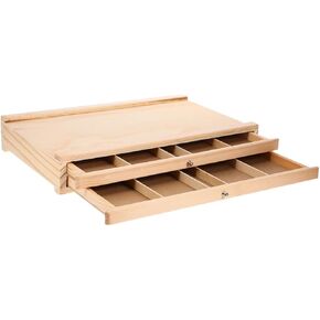 LIFKOME Portable Wooden Art Storage Box with Double for Paints Brushes and Tools for Artists Students and Outdoor Enthusiasts