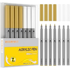 DOOHALO أبيض الذهب الذهب صانعي الطلاء الأقلام متوافقة مع cricut4/3/2/1 آلة الهواء 1.0 ملم نصائح هلام قلم الهلام للصخور ، والزجاج ، والخشب ، والمعادن ، والورق ، والبلاستيك