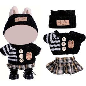 labu Clothes Set for 6.69 inch (15-17cm) Doll - 17cm Doll Clothes Outfit Stylish Hat, Sweaters & Skirt Set - Adorable Doll Accessories for Play & Display (Not Included Shoes & Doll)