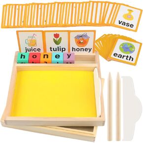 2 Set Sand Tray Toys Wooden Sand Writing Tray for Kids Classroom Home Learning Educational Sensory Toy Educational Sand Tray for 3 4 5 Year Old Kids Perfect Preschool Classroom Gift