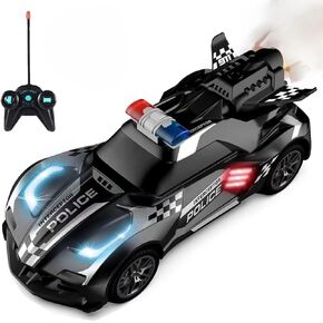 Remote Control Car – Police Car Toy with Powerful Motor, Anti-Slip Rubber Tire – RC Cars with Stunt Spray Button – Unique Smoke Effect and Water Injection