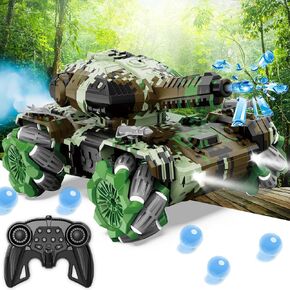 Aikmi RC Tank That Shoots Water Bullets, RC Cars for Boys Army Toys Cool Outdoor Toys Boys Birthday Gift (Green)