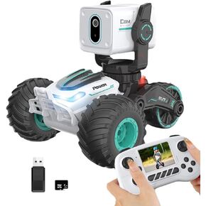 RC Cars with 720P HD Camera, 2.4Ghz Off-Road Remote Control Car with LED Light, Voice, RC Truck, Toy Vehicle for Kids Adults Boys & Girls Gift, 30 min Play
