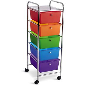 Simply Tidy 5 Drawer Rainbow Rolling Cart Mobile Organizer with Removable Drawers, Swivel & Locking Casters, Durable Tubular Frame - 1 Set