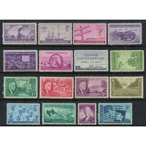 Complete Set of US Commemorative Stamps Issued in 1944 and 1945 Mint, Never-hinged Army Navy Marines Coast Guard Texas and More