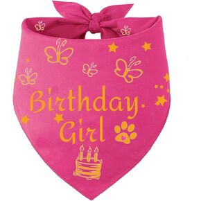 Dog Birthday Bandana Girl Pink, Durable Triangle Reversible Scarf Bibs Handkerchief for Puppy Pet, Dogs Party Accessories for Small Medium Large