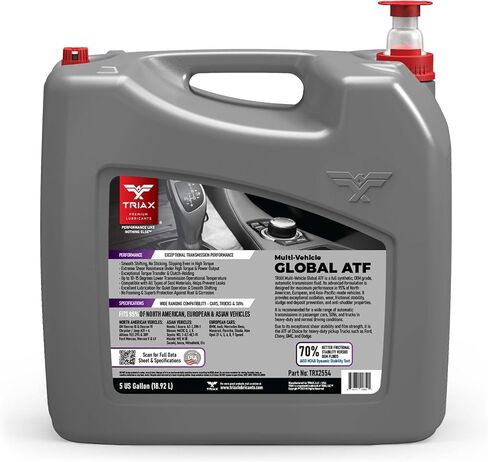 TRIAX Global ATF، اصطناعي بالكامل، درجة OEM، نطاق مواصفات واسع للمركبات الأمريكية والأوروبية والآسيوية، متوافق مع TES 295، DEX VI، Mercon V، والعديد من المركبات الأخرى (1 جالون) in Kuwait