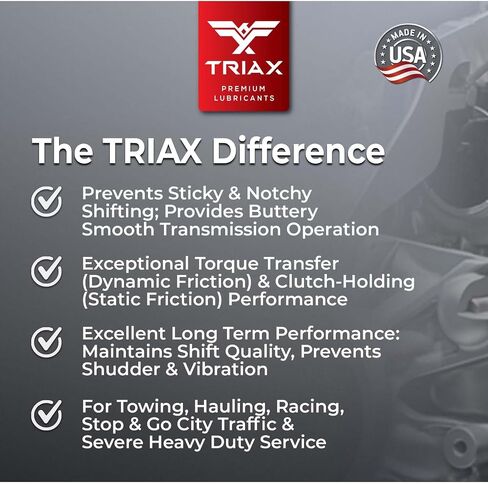 TRIAX Global ATF، اصطناعي بالكامل، درجة OEM، نطاق مواصفات واسع للمركبات الأمريكية والأوروبية والآسيوية، متوافق مع TES 295، DEX VI، Mercon V، والعديد من المركبات الأخرى (1 جالون) in Kuwait