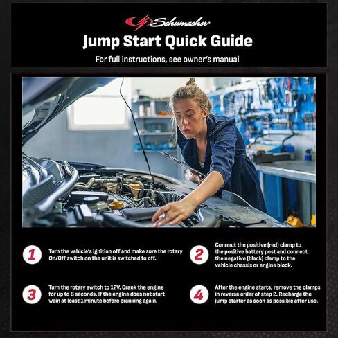 Schumacher DSR158 - ProSeries Jump Starter - 12V 2400 Peak Amps Portable Car Jump Starter + Maintainer - Jumper Cables with Battery Pack - 500 cranking amps in Saudi Arabia