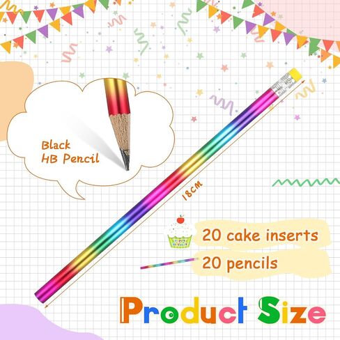 30 Sets Happy Birthday Pencils and Cupcakes Greeting Cards 30 Pcs Rainbow Wood Pencil with Erasers 30 Pcs Mini Card for School Classroom Reward Birthday Party Birthday Certificates for Student in Saudi Arabia