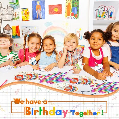 30 Sets Happy Birthday Pencils and Cupcakes Greeting Cards 30 Pcs Rainbow Wood Pencil with Erasers 30 Pcs Mini Card for School Classroom Reward Birthday Party Birthday Certificates for Student in Saudi Arabia