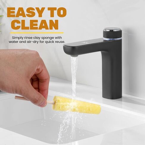 12 حزمة الإسفنج الفخاري للطين ، اسفنجة السيراميك على عصا القابلة لإعادة الاستخدام تشكيل الأدوات الفخار الإمدادات والطين ، الأصفر in Kuwait