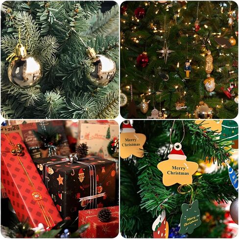 Gold Elastic Cord, 110 Yards Metallic Elastic String 1 Roll Metallic Tinsel Cord Gold Rope Ribbon Stretch Cords for Ornament Hanging Gift Wrapping Crafts Jewelry Making Christmas Decorations in Kuwait