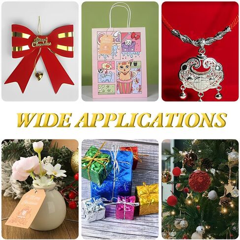 Gold Elastic Cord, 110 Yards Metallic Elastic String 1 Roll Metallic Tinsel Cord Gold Rope Ribbon Stretch Cords for Ornament Hanging Gift Wrapping Crafts Jewelry Making Christmas Decorations in Kuwait