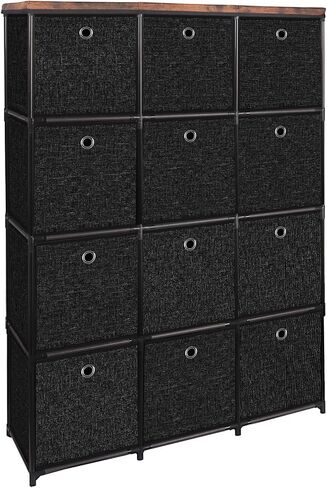 Storage Tower Unit with 12 Drawers, Vintage Floral Cube Organizer Shelf, Tall Fabric Dresser for Bedroom, Closet, Nursery, Hallway, Entryway in Kuwait