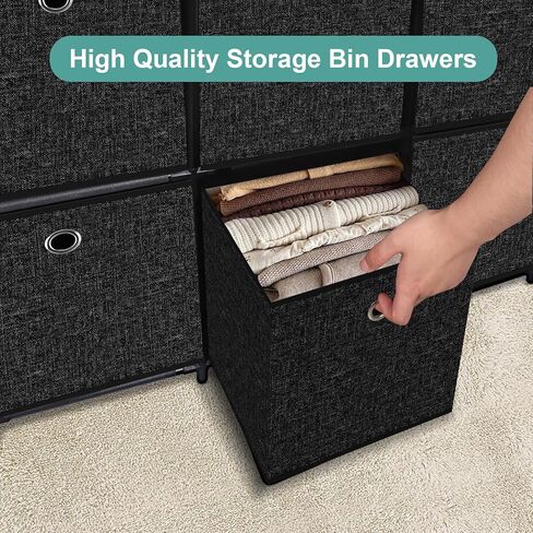 Storage Tower Unit with 12 Drawers, Vintage Floral Cube Organizer Shelf, Tall Fabric Dresser for Bedroom, Closet, Nursery, Hallway, Entryway in Kuwait