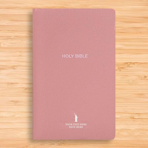Personalized NKJV Bible New King James Version Faux Leather Holy Bible with Custom Name & God Bless America Design Small Print & Red-Highlighted Verses, Custom Gift for Patriotic Celebrations | Pink in Saudi Arabia