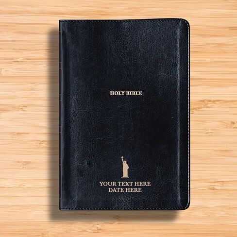 Personalized NKJV Bible New King James Version Faux Leather Holy Bible with Custom Name & God Bless America Design Small Print & Red-Highlighted Verses, Custom Gift for Patriotic Celebrations | Pink in Kuwait