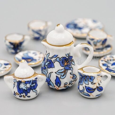 Odoria 1:12 Miniature 15pcs Plue Porcelain Chintz Cup Cup (Blue) in Kuwait