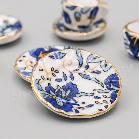 Odoria 1:12 Miniature 15pcs Plue Porcelain Chintz Cup Cup (Blue) in Kuwait