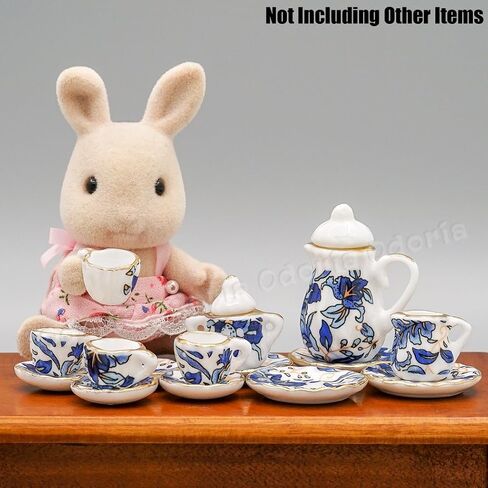 Odoria 1:12 Miniature 15pcs Plue Porcelain Chintz Cup Cup (Blue) in Kuwait