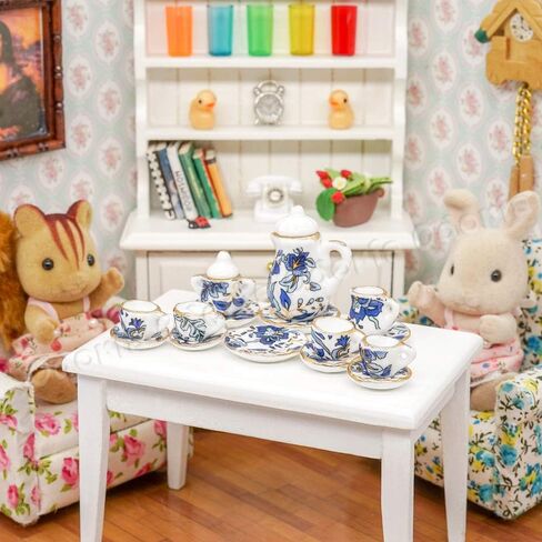 Odoria 1:12 Miniature 15pcs Plue Porcelain Chintz Cup Cup (Blue) in Kuwait