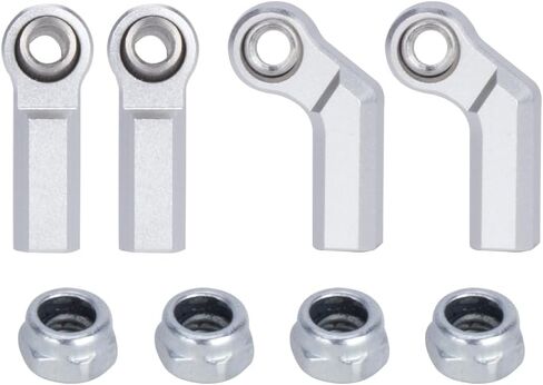 1/10 RC Car Ball Joint,4pcs M4 Chassis Link Steering Rod Ends - Straight/Bend Rod Ends for 1/10 RC Crawler (SCX10, TRX4, Capra, VS4-10, Wraith) (2Bend 2Straight 7mm Silver) in Saudi Arabia