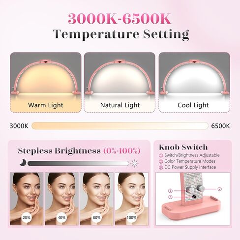 LIONVISON Half Moon Light with Nail Desk: 30-inch Manicure Table Light with Phone Holder for Beginner DIY - 48W Professional Half Moon Lamp for Nail Tech,Eyelash,Makeup,Tattoo in Kuwait