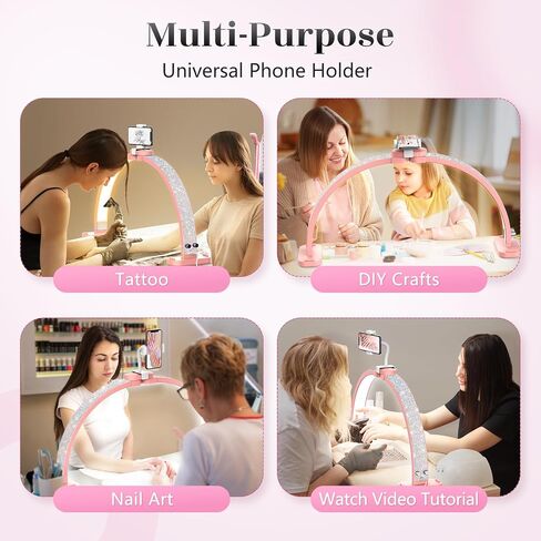 LIONVISON Half Moon Light with Nail Desk: 30-inch Manicure Table Light with Phone Holder for Beginner DIY - 48W Professional Half Moon Lamp for Nail Tech,Eyelash,Makeup,Tattoo in Kuwait