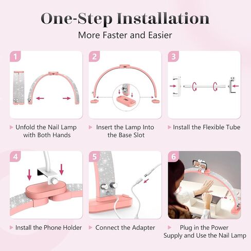 LIONVISON Half Moon Light with Nail Desk: 30-inch Manicure Table Light with Phone Holder for Beginner DIY - 48W Professional Half Moon Lamp for Nail Tech,Eyelash,Makeup,Tattoo in Kuwait