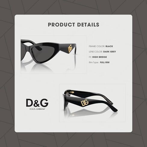 Dolce&Gabbana DG4439 501/87 55MM Black/Dark Grey Sunglasses for Women + BUNDLE With Designer iWear Complimentary Eyewear Kit in Kuwait