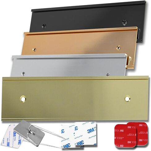 LHS | 2x8 Executive Name Plate Holder, Silver Aluminum Adhesive Door Mount for Wall Plaques, Mailbox Signs and Cubicles | Made in USA in Kuwait