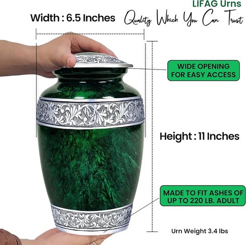 Memorials Cremation Urns for Human Ashes with Velvet Bag | Large Adult urn for Human Ashes | Funeral Urn for Adults | Memorial Ashes Urn for Human Adult | Large Capacity (Adult Creamation Urn) in Saudi Arabia