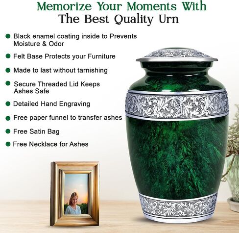 Memorials Cremation Urns for Human Ashes with Velvet Bag | Large Adult urn for Human Ashes | Funeral Urn for Adults | Memorial Ashes Urn for Human Adult | Large Capacity (Adult Creamation Urn) in Saudi Arabia